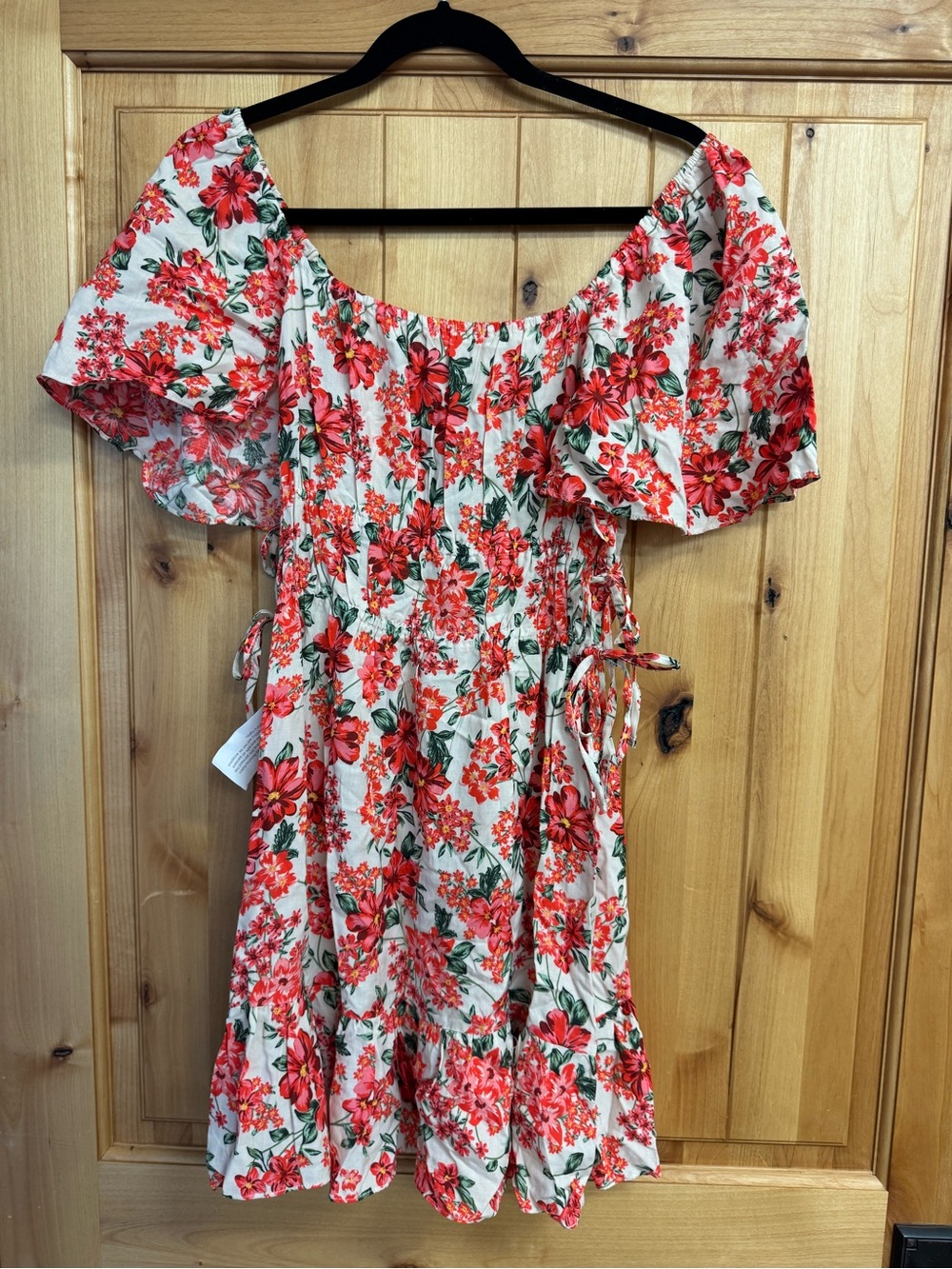 Topshop Coral and Green Floral Dress